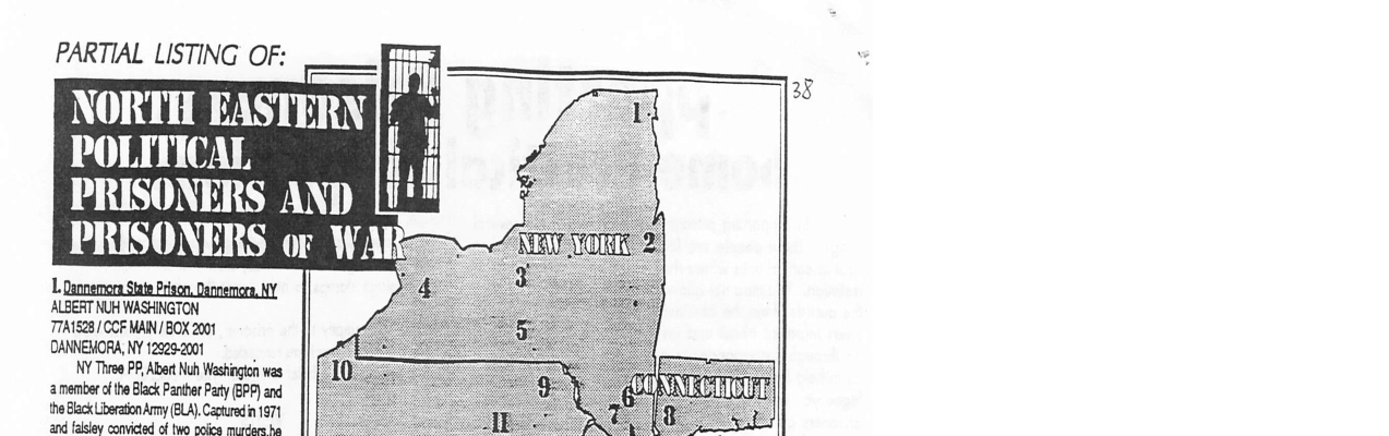 PARTIAL LISTING OF: NORTH EASTERN POLITICAL PRISONERS AND PRISONERS or WAL ALBET NUH WASHINGTON TIMS28/ CCF MAN) BOX 2001 DANNEORANY toosz001 NY Three PP Abet Nuh Washigion was amember o th BlackPahe Py BPP) and thoSlackLberaon Ay BLA).Cacuedi 1971 and falsley convicted of two Dolics murders ha